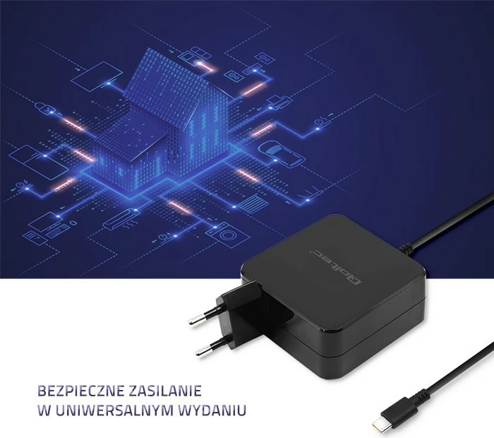 Kasë karikimi Qoltec 51741, 90W, 20.3V, 4.5A, USB-C, e zezë