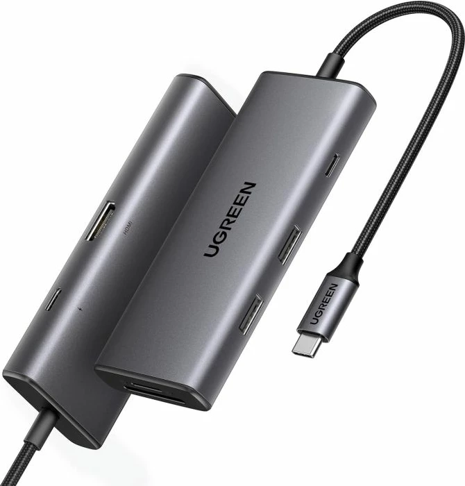 Hub USB-C UGREEN Revodok 15531, USB 3.2 10Gbps, HDMI 4K@30Hz, PD 100W, lexues SD/TF, gri