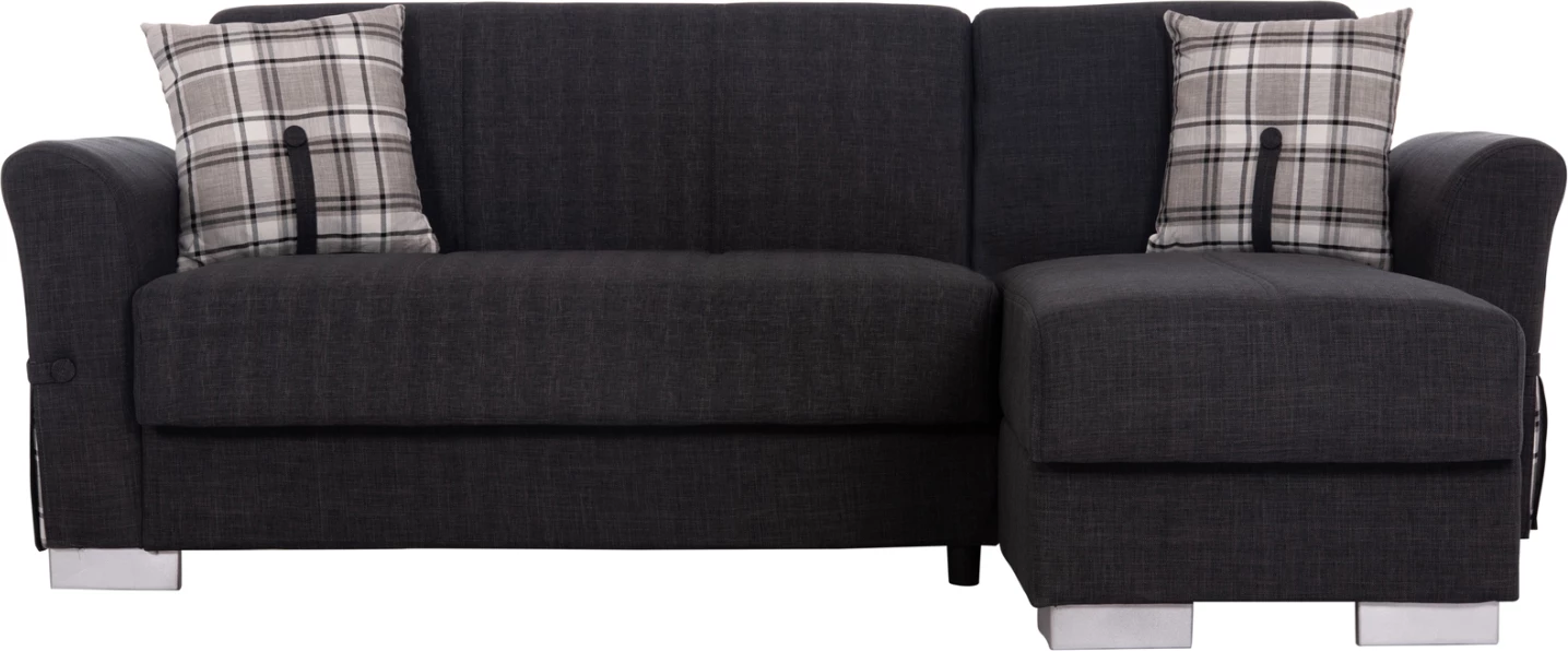 Kënd divan me shtrat dhe hapësirë për depo, ngjyrë antracit, BRONKO FH3291.01, 218x138x77cm