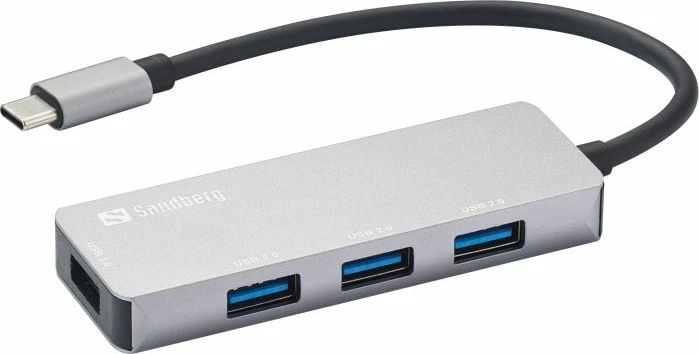 Hub USB-C SANDBERG 336-32, 1x USB 3.0 + 3x USB 2.0, argjendtë