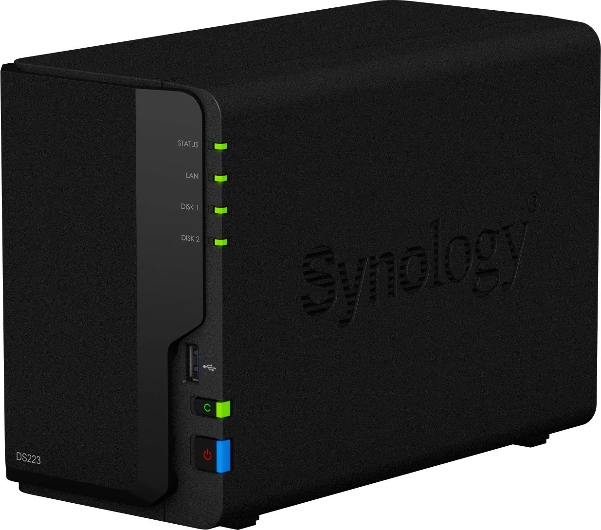 Kasë NAS Synology DS223, 2x HDD/SSD, 2GB RAM, 4x1.7GHz, 1xGbE, 3xUSB, e zezë