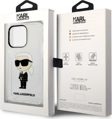 Mbështjellës Karl Lagerfeld Ikonik për iPhone 14 Pro, Transparent