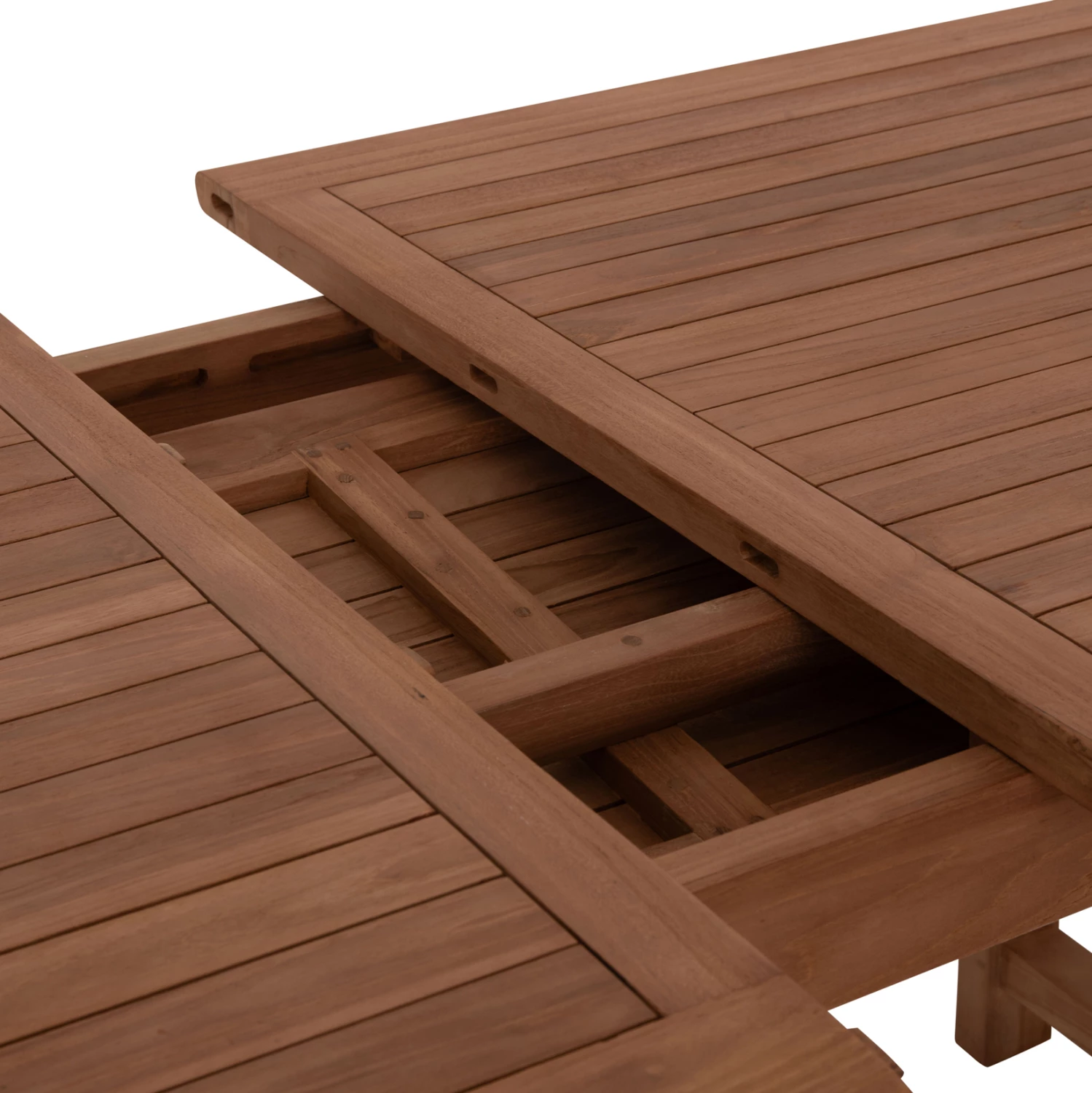 Tavolinë ngrënieje e zgjatshme për jashtë, dru tik natyral, CRANDER FH6376, 180-240x100x76cm