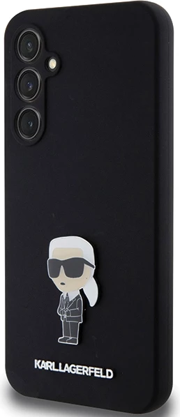 Mbështjellës Karl Lagerfeld Silicone Ikonik Metal Pin për Samsung Galaxy S23 FE, i zi