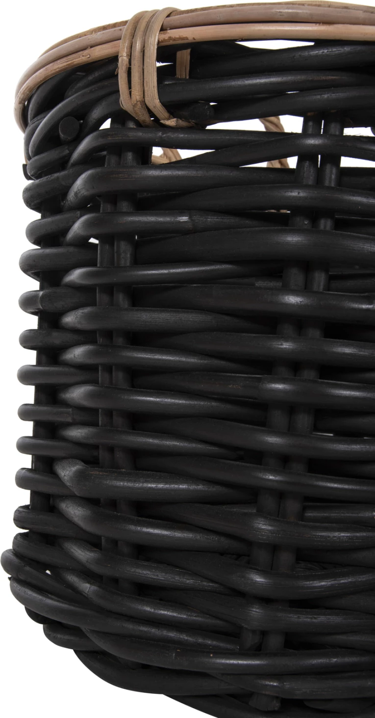 Shporta dyshemeje 2 copë, Potts, FH4379, rattan, ngjyrë e zezë dhe natyrale, Φ61+Φ45 cm