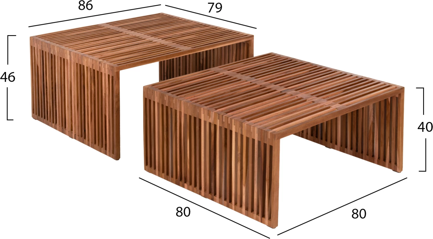 Set tavolinash kafeje NYA FH9546 dru tik ngjyrë natyrale 86x79x46H cm