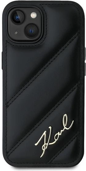 Mbështjellës Karl Lagerfeld Diagonal Quilted Script për iPhone 15/14/13, i zi