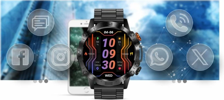 Smartwatch Gravity për meshkuj, e zezë