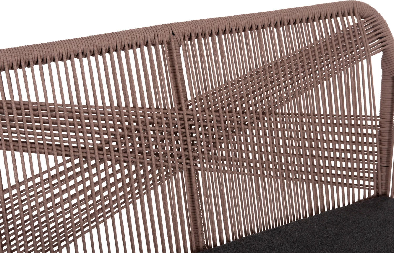 Divan për jashtë, 2 vende, alumin, ngjyrë antracit, litar Teslin bezhë, MYRTIA FH5550.12, 123x61x90cm