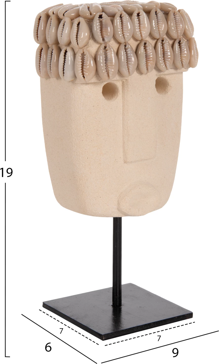 Dekor tavoline fytyrë, gur Paras, në qëndrim metalik të zi, FH4313, 9x6x19 cm.