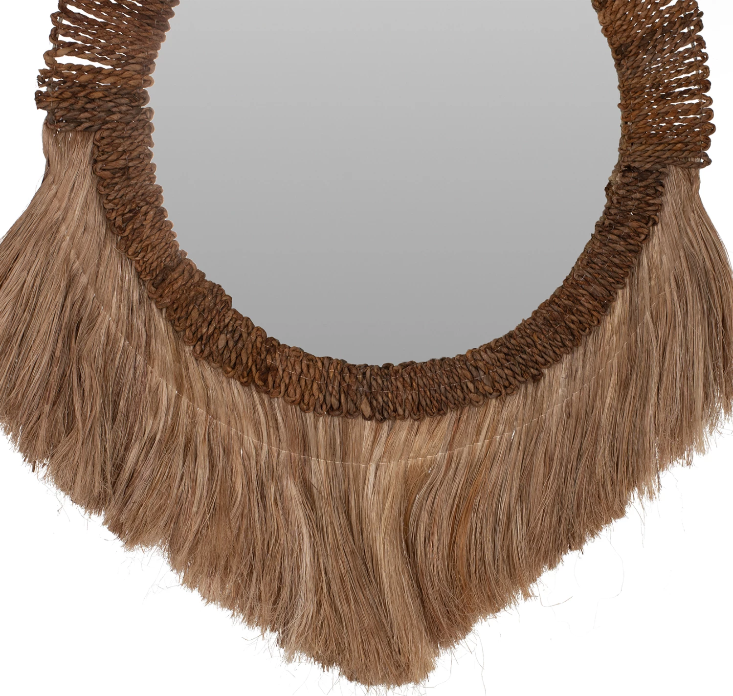Pasqyrë rrethore me kornizë prej fibrash abaca, ngjyrë natyrale, 70x4x90H cm, FH7804