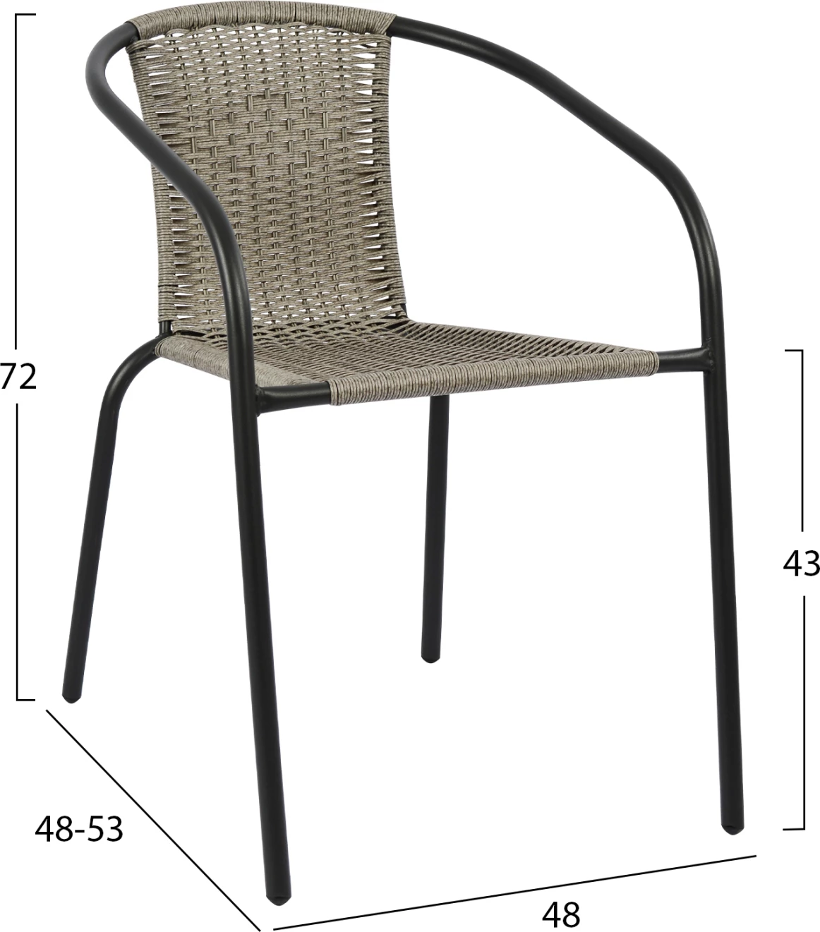 Karrige për jashtë Camel FH5015.01, ngjyrë gri metalike me thurje, 48x48-53x72 cm