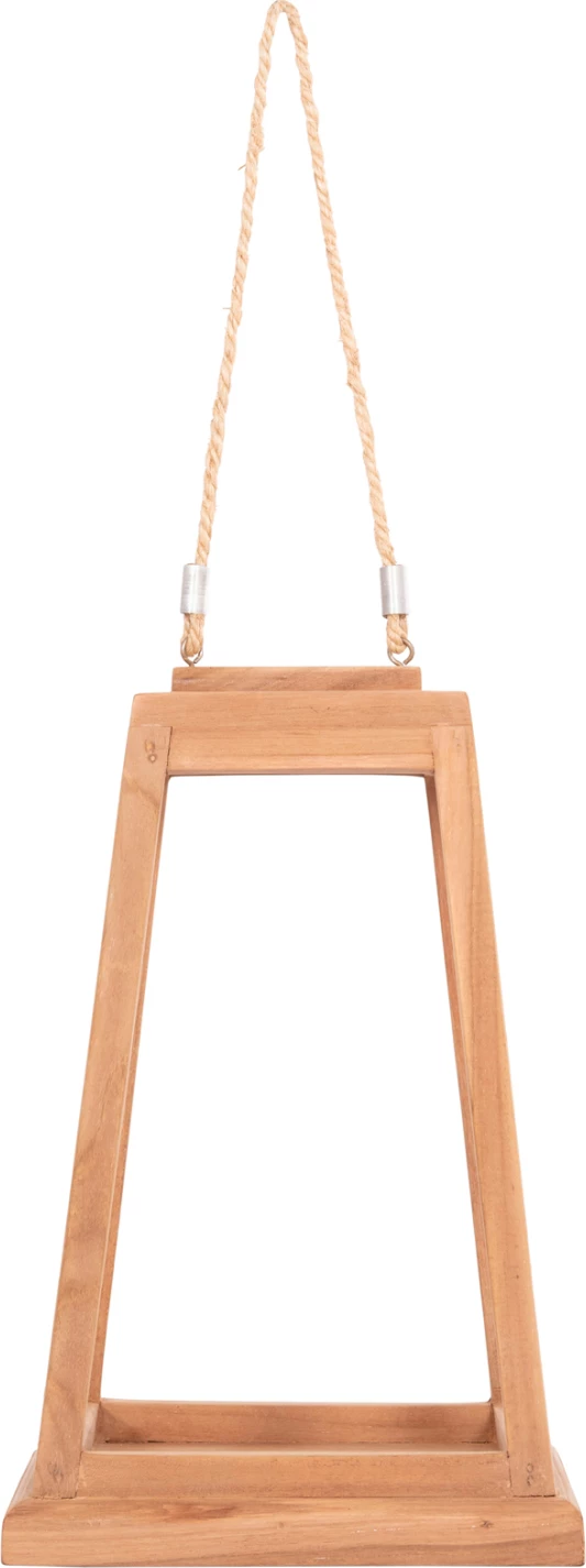Fener dekorativ për tavolinë, dru teak, ngjyrë natyrale, FH4584, 25x25x39-67H cm