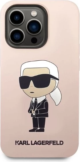Mbështjellës Karl Lagerfeld Silicone Ikonik për iPhone 14 Pro Max, rozë