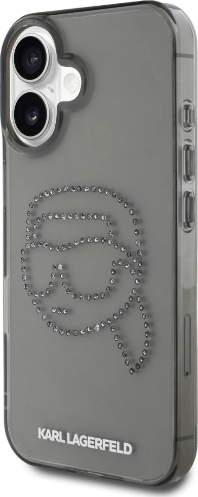 Mbështjellës Karl Lagerfeld IML Rhinestones Karl Head për iPhone 16, i zi