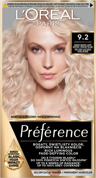 Bojë për flokë për femra L'Oreal Paris Preference 9.2 Warsaw