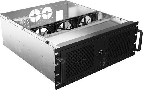 Kasë serveri Lanberg SC01-5204-12B, 4U, për rack 19", ATX/ITX/Micro ATX/SSI-CEB, 13 slote disqesh, 5 ventilatorë, e zezë/çelik