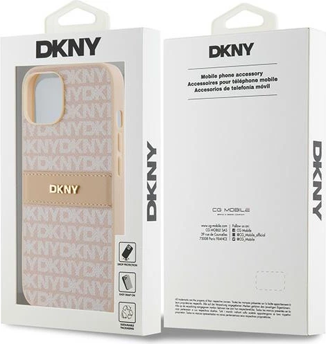 Mbështjellës DKNY Mono Stripe & Metal Logo për iPhone 15/14/13, Rozë