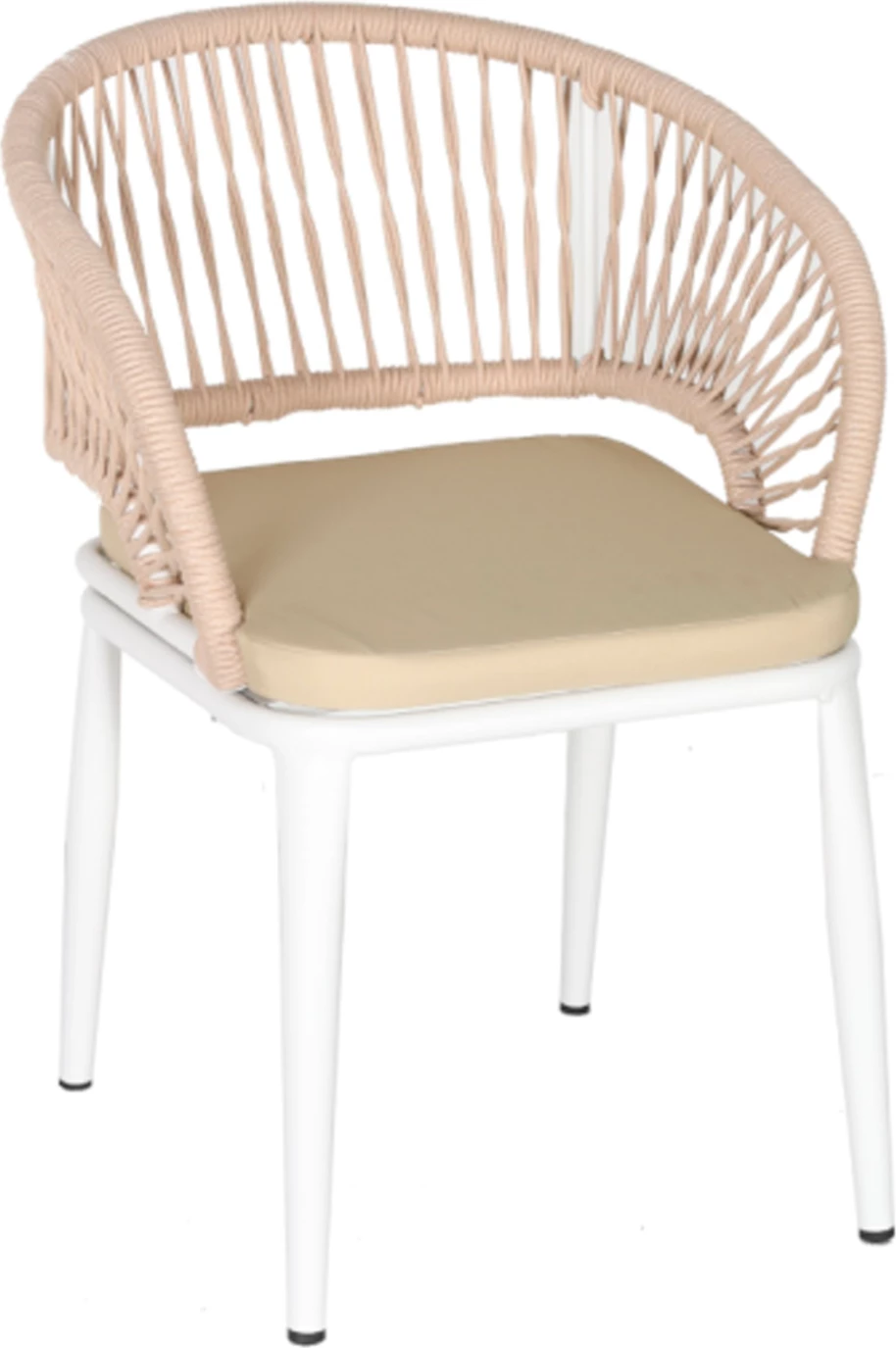 Karrige alumini MAGNET FH6287.02, kornizë e bardhë, litar P.E. në bezhë, 58x63x82Hcm, set prej 4 copash