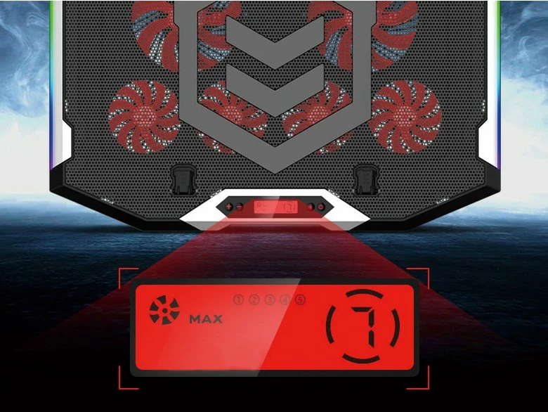 Mbajtëse ftohëse laptopi Conceptronic 6-fan, RGB, 17 inç, e zezë