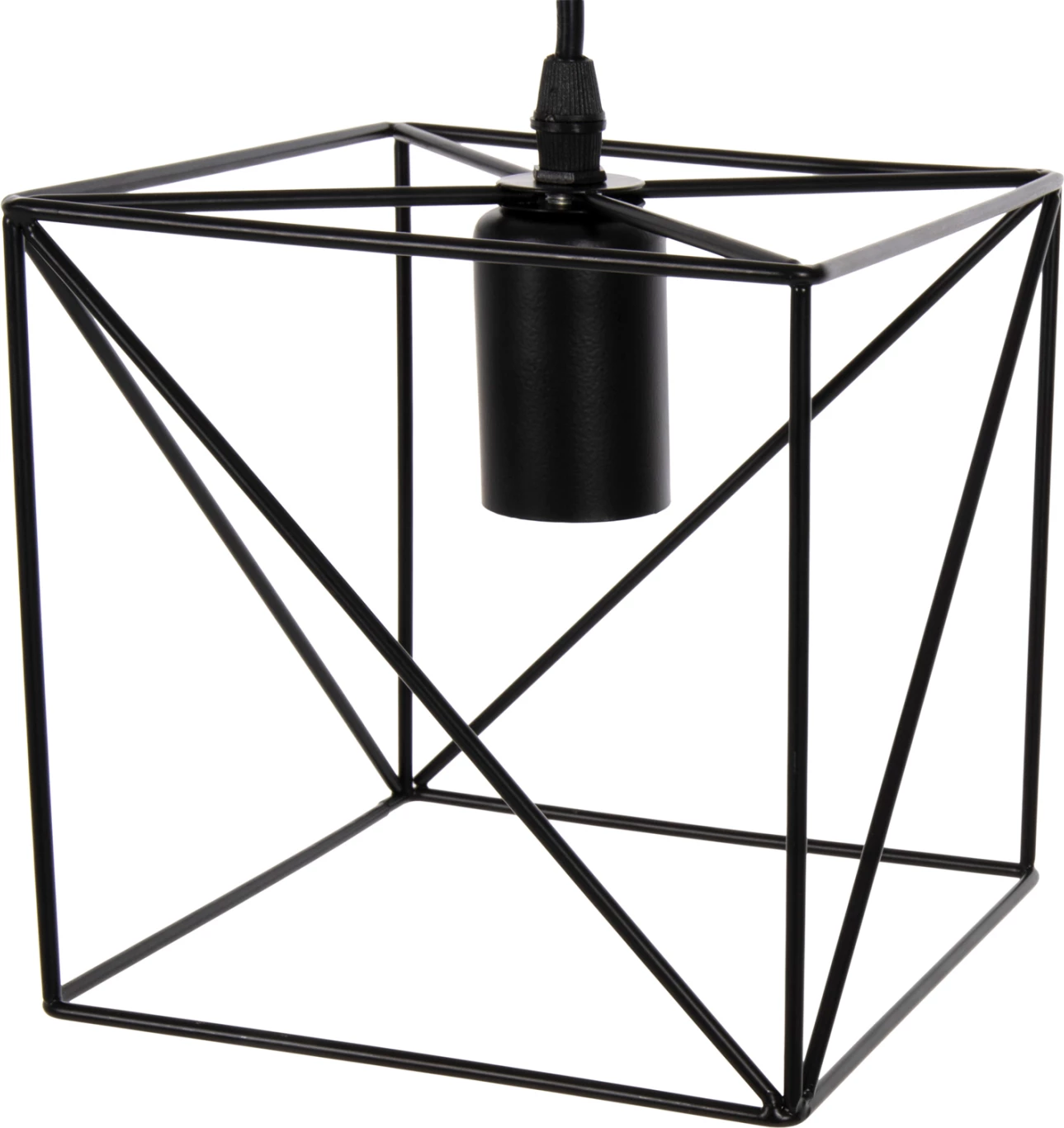 Llambë varëse tavani, kub metalik i zi, FH4039, 16x16x123H cm