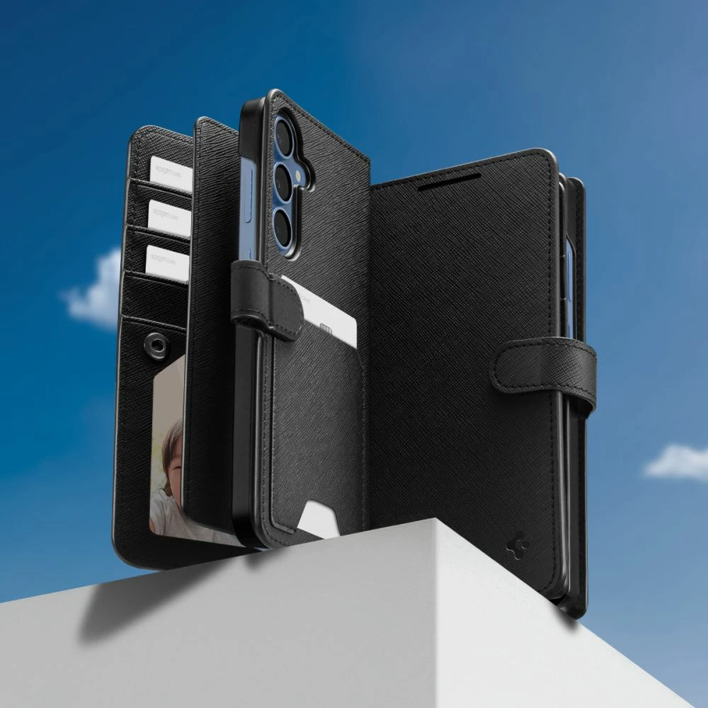 Mbështjellës Spigen Wallet S për Samsung Galaxy S25+, e zezë