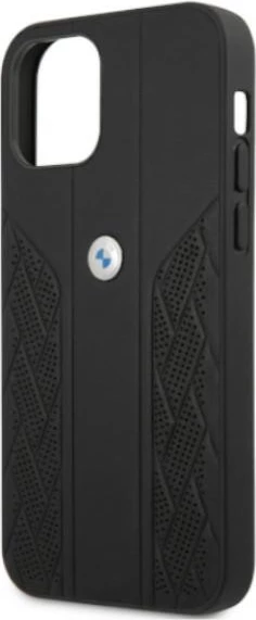 Mbështjellës BMW Curve Perforate për iPhone 12/12 Pro 6.1", lëkurë, i zi
