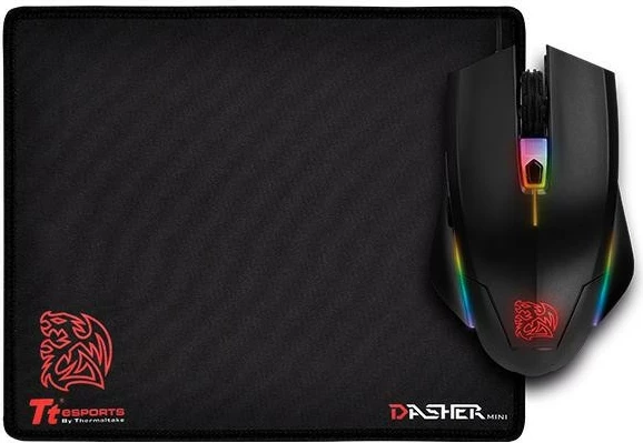 Maus + Mauspad Thermaltake Tt eSports Talon Elite RGB, me ndriçim, i zi, set