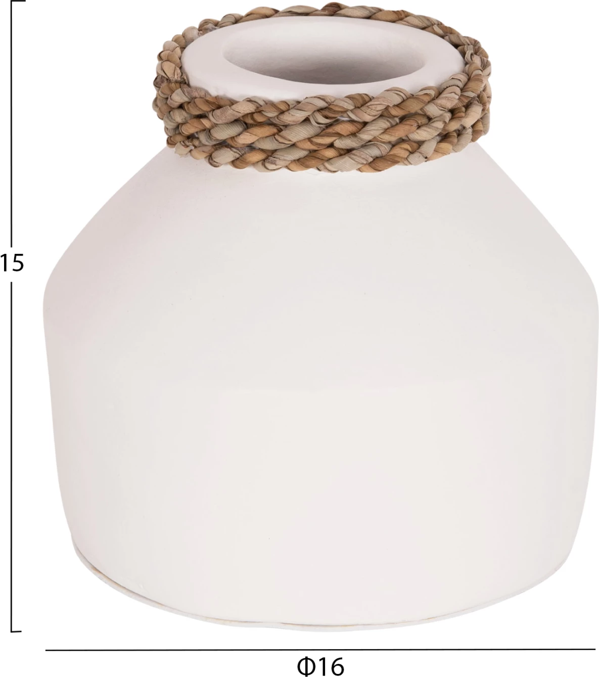 Vazo dekorative tavoline, terrakotë e bardhë, CAMMER FH4687.02XS, Φ16x15cm