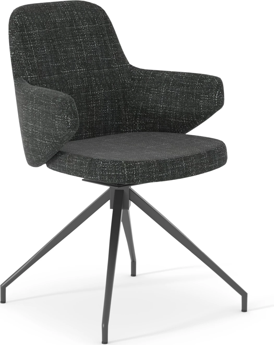 Karrige rrotulluese DOMINION CD18104, stof gri e errët, metal, 58x58x84H cm, set prej 2 copash