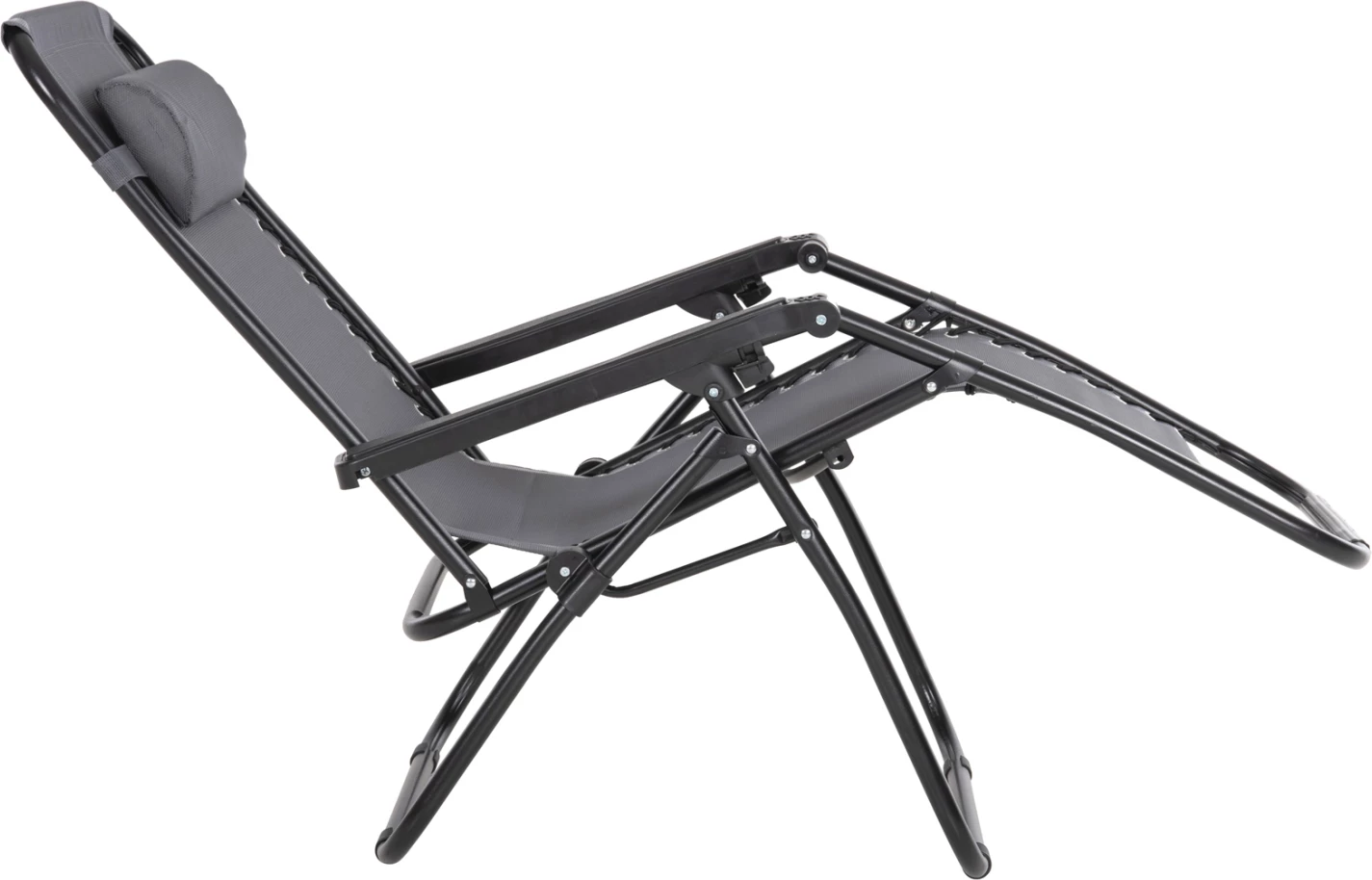 Karrige relaksuese COMPANION, tekstilene gri, metal i zi, 67x145x110cm, set prej 2 copash