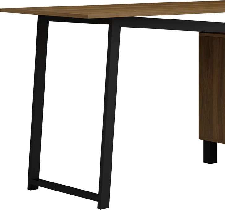 Tavolinë zyre me sirtarë, ngjyrë arre e zezë, Prosper, 140x60x76cm