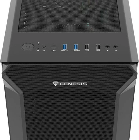 Kasë Natec Genesis Irid 505F, Midi Tower, ATX/Micro ATX/Mini ITX, 5 ventilatorë, Dritare xhami, E zezë