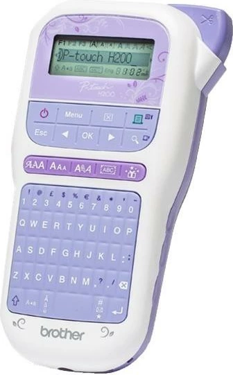 Printer etiketa Brother P‑Touch PT‑H200 (PTH200ZG1), 203 dpi, formati B2, me dizajne/kuadre dekorative, portativ, vjollcë/bardhë