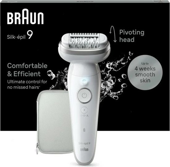 Epilator Braun Silk-épil 9 BR2-225328, 40 pinceta, MicroGrip, gri, bardhë