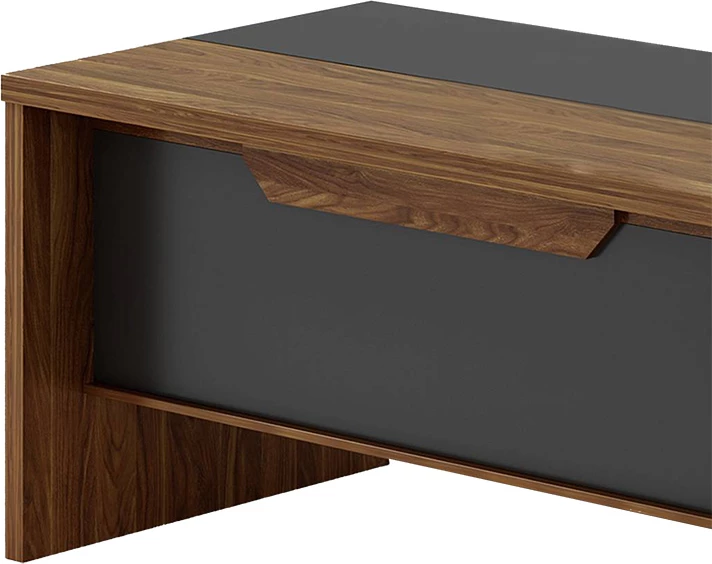 Tavolinë zyre qoshe e majtë Oscar, ngjyrë arre-antracit, 200x180x76cm