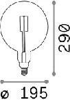 Llambë E27 glob me diametër 195 mm, fuqi 4W, temperaturë ngjyre 2200K, indeks i ngjyrave CRI 80.