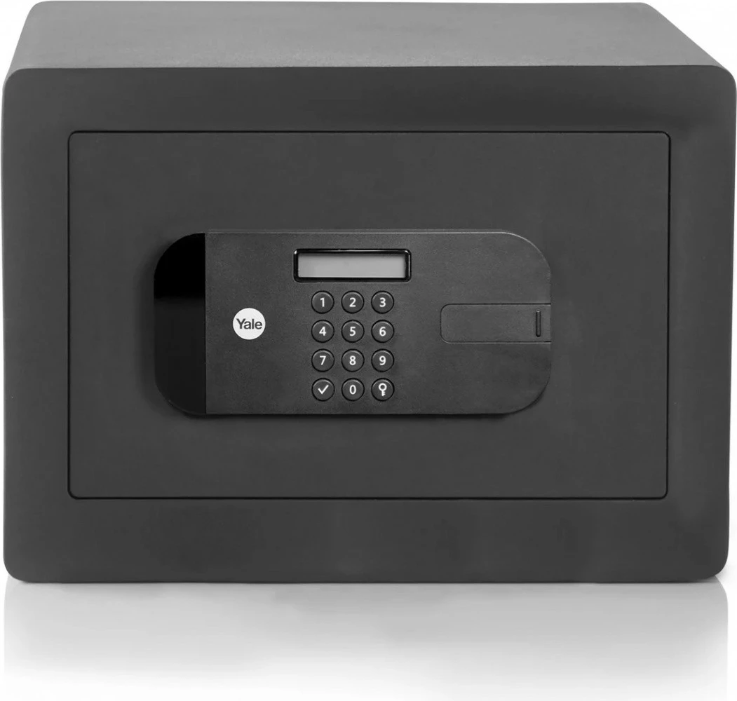 Sejf kompakt YALE HOME YSEB/200/EB1, mbyllje elektronike dhe çelës, 9.6L, i zi