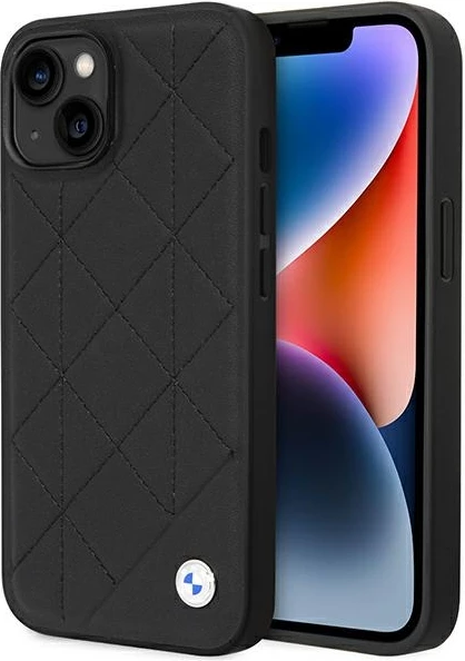 Mbështjellës BMW Leather Quilted për iPhone 14 6.1", i zi