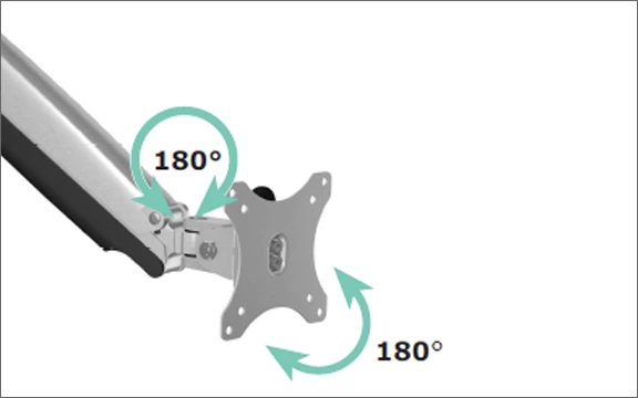 Mbajtës monitori tavoline ICYBOX IB-MS503-T deri 32", VESA 75x75/100x100, gas spring, 9 kg, argjend/e zezë