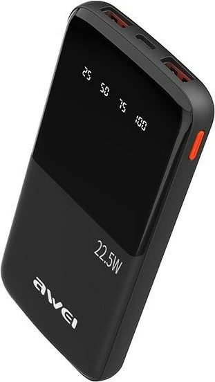 Powerbank AWEI P10K, 10000mAh, 22.5W, 2xUSB-A + USB-C, E zezë