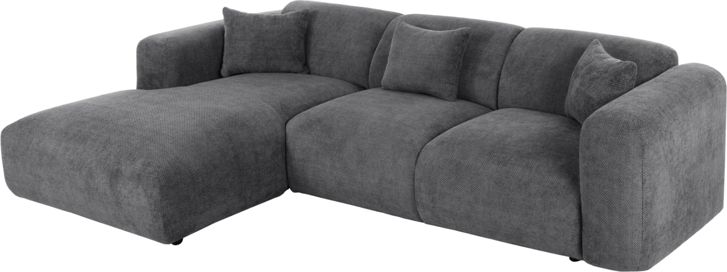 Divan qoshe, BRICKEN FH3275.04L, pëlhurë antracit, 110-282x98-160x72H cm