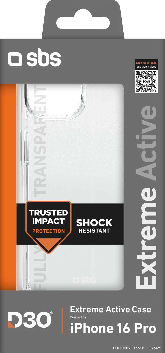 Mbështjellës SBS Extreme Active D3O për iPhone 16 Pro, Transparent