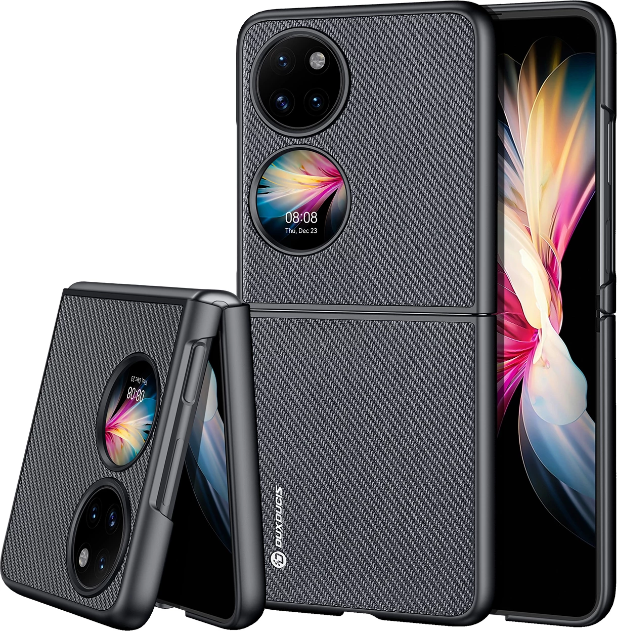 Mbështjellës Dux Ducis Fino për Huawei P50 Pocket, najlon, e zezë