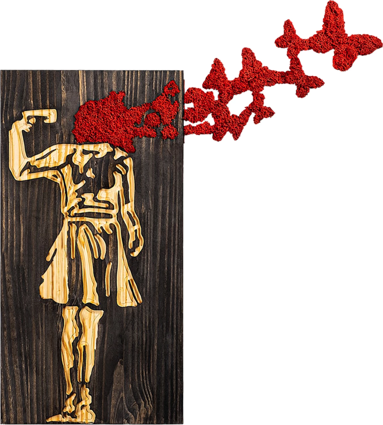 Dekor muri figurë vajze, metal-dru, FH4755, 62x3x70cm