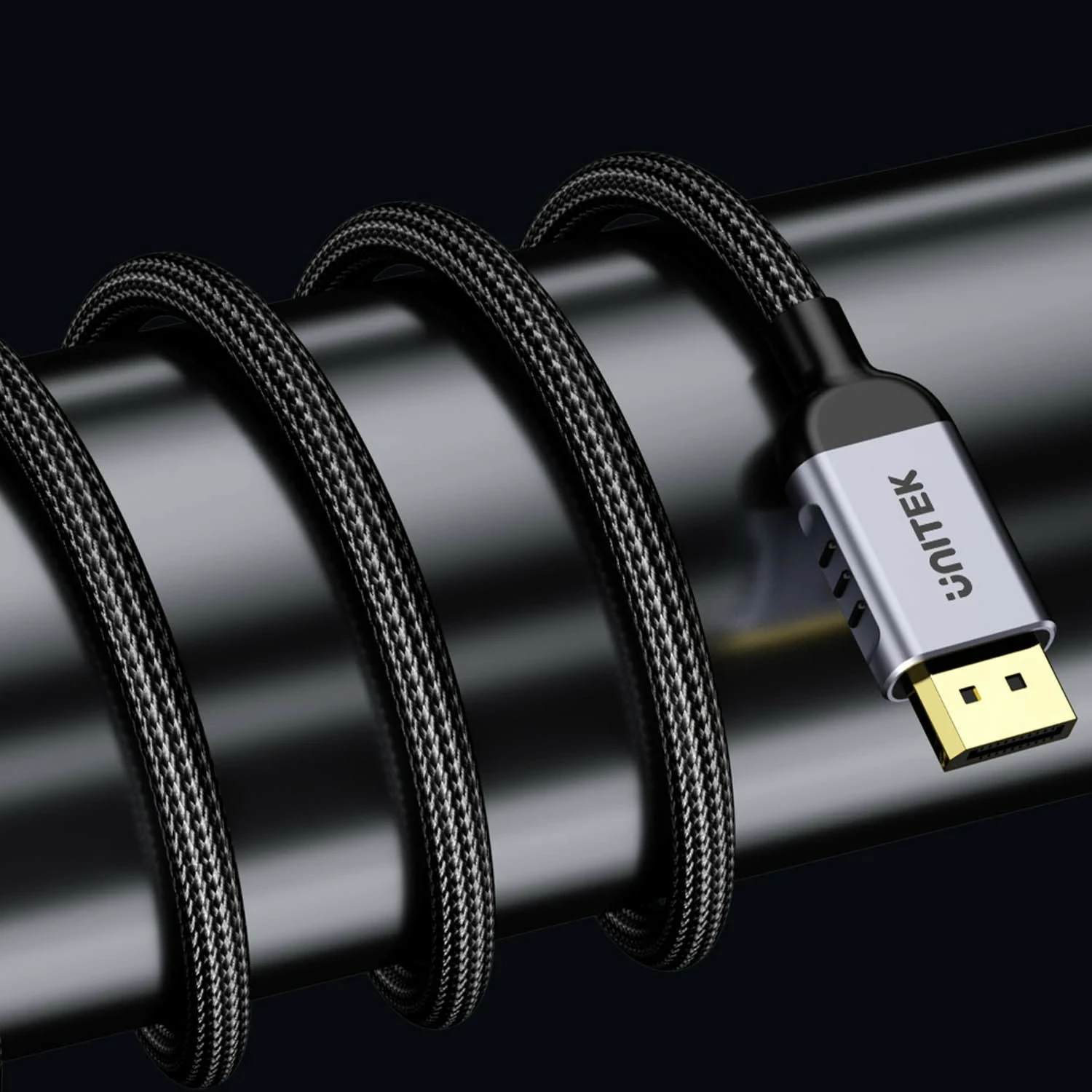 Kabëll DisplayPort Unitek 2.1 8K@120Hz 2m, ngjyrë zi-gri