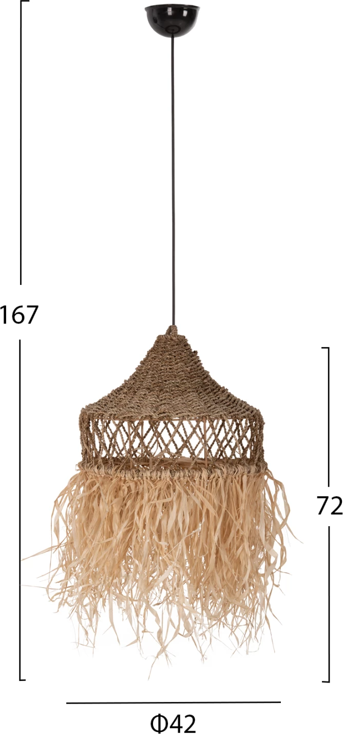 Llambë tavani varëse, fibra palme dhe thekë bari deti, natyrale, FH7819, 42x34cm