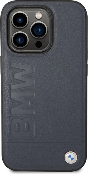 Mbështjellës BMW BMHMP14XSLLNA për iPhone 14 Pro Max 6.7", lëkurë, MagSafe, navy
