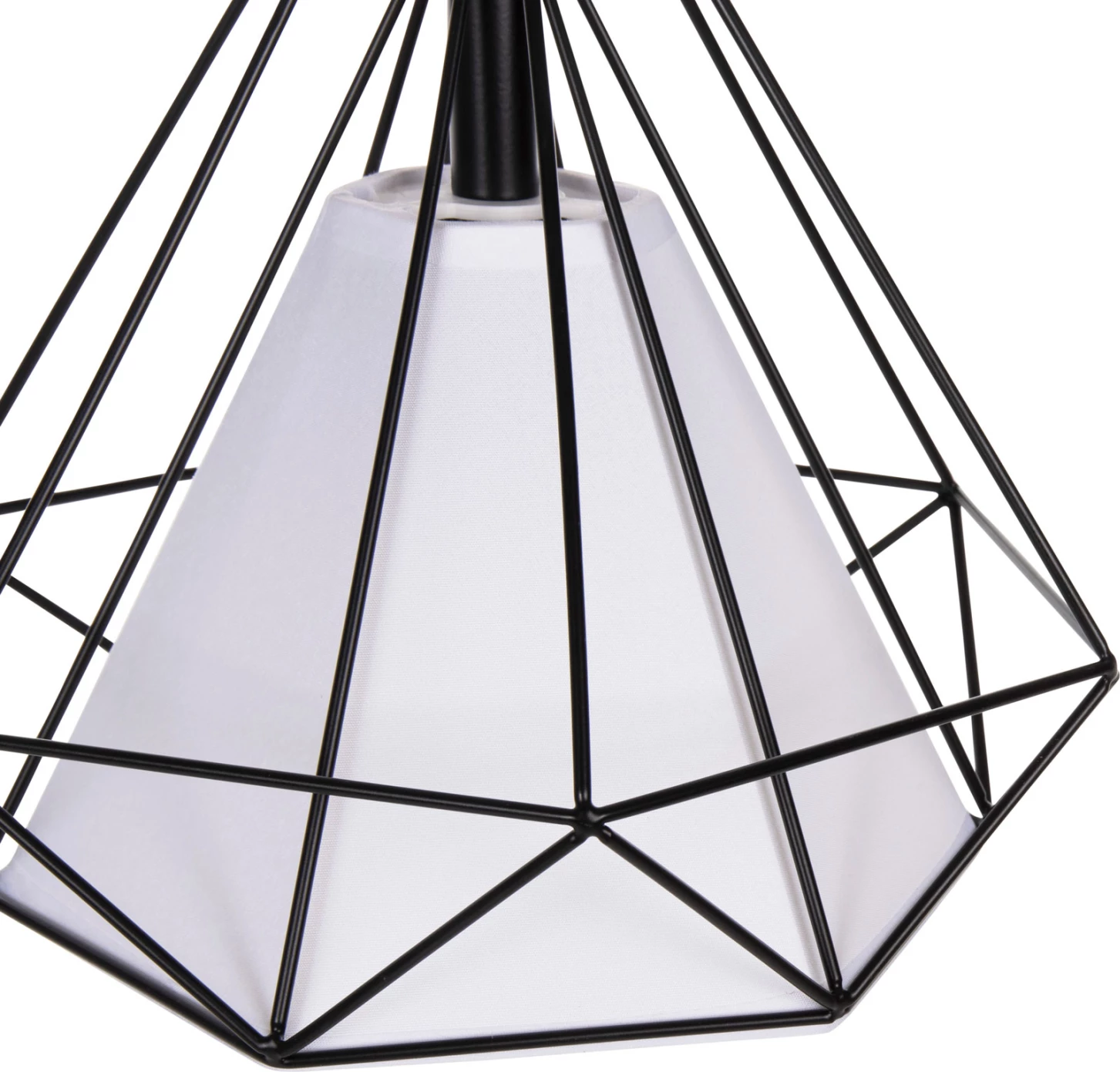 Llambë varëse tavani FH4065, kapak metali i zi, mbulesë llambë e bardhë, 25x25x125 cm