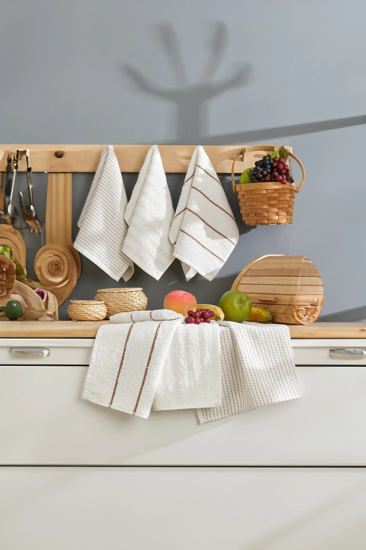 Set peshqirësh për larje (6 copë), Mijölnir, Sofya, krem